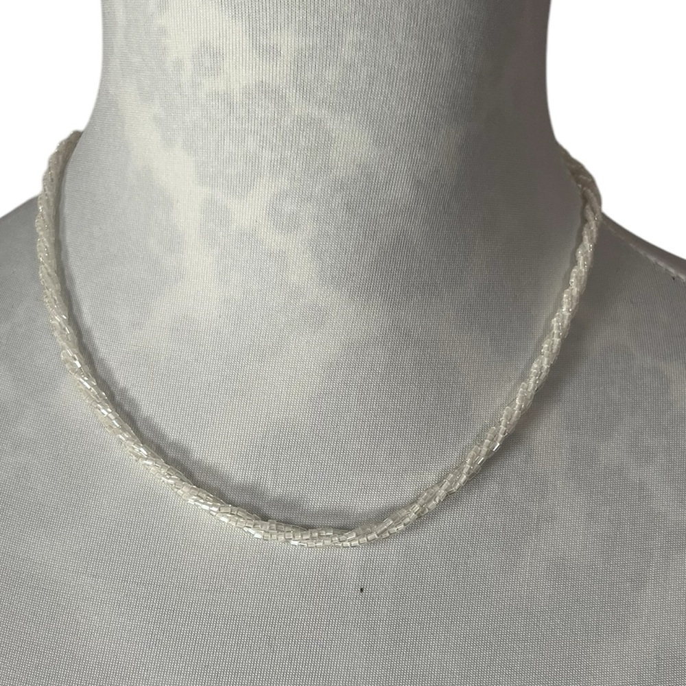 Nolan Miller White Crystal Beaded Necklace